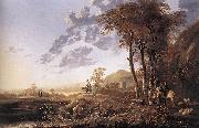 CUYP, Aelbert Evening Landscape with Horsemen and Shepherds dgj oil